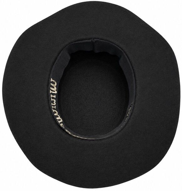 MiniMe Paris Black Wide Brim Felt Fedora Hat Handmade in France Velvet Ribbon R